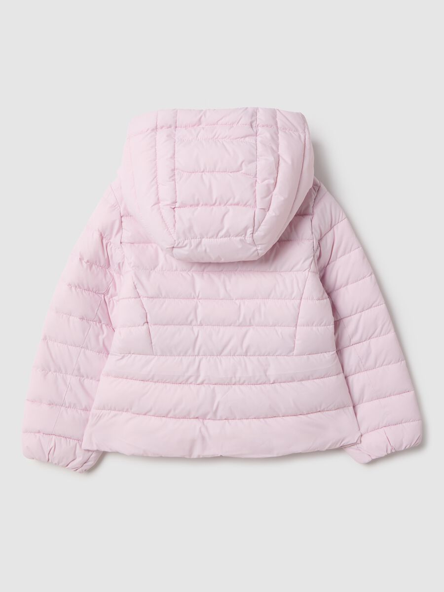 Girls' pink padded jacket regular fit with hood_1