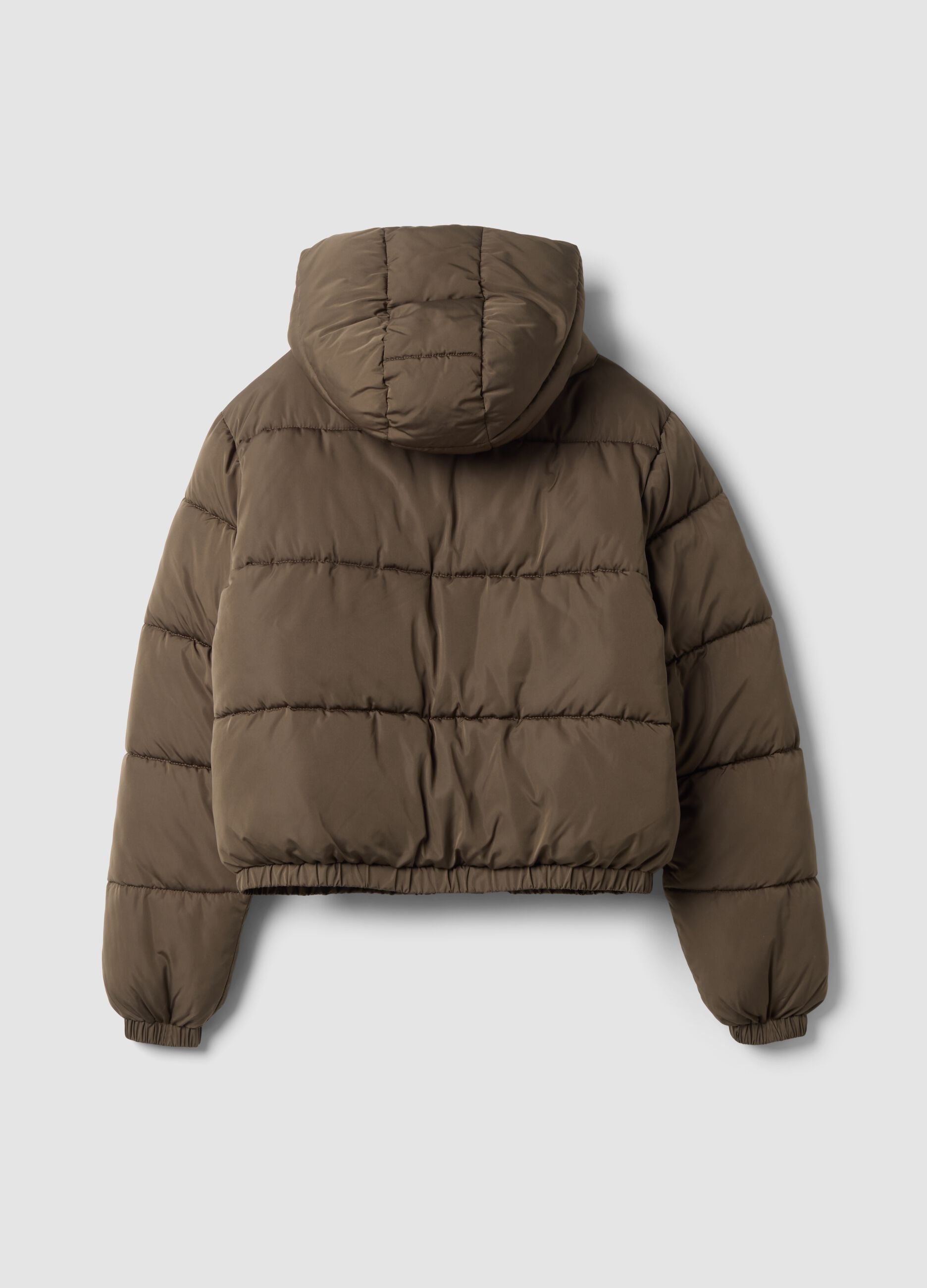 Green oversized padded hooded jacket