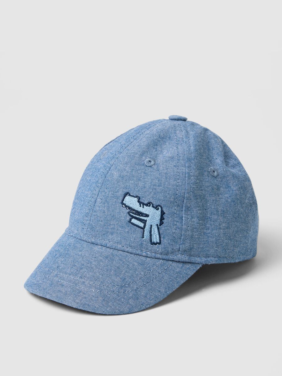 Baby blue denim pure cotton hat with crocodile_1