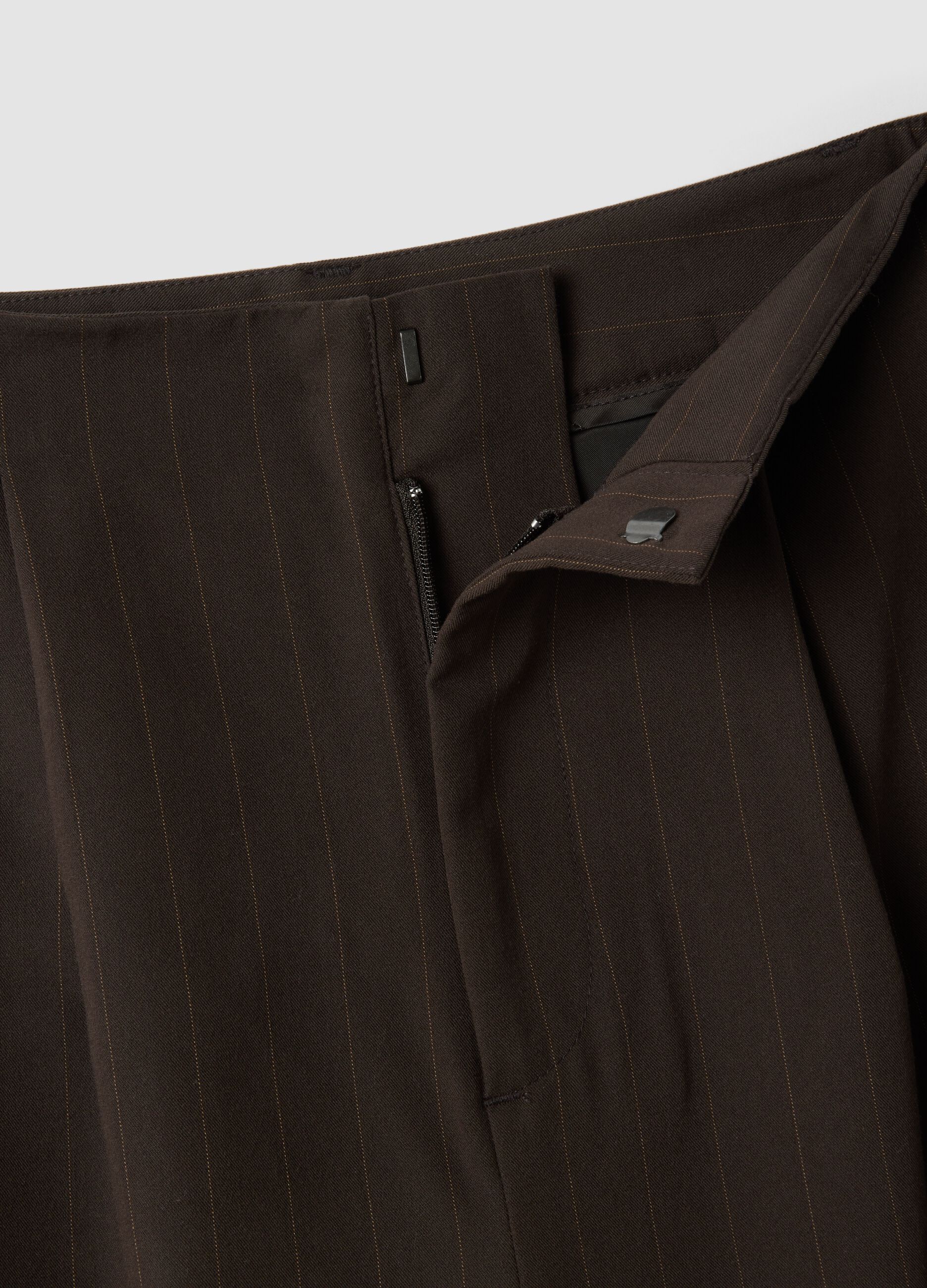 Brown stretch-viscose wide-leg Bermuda shorts