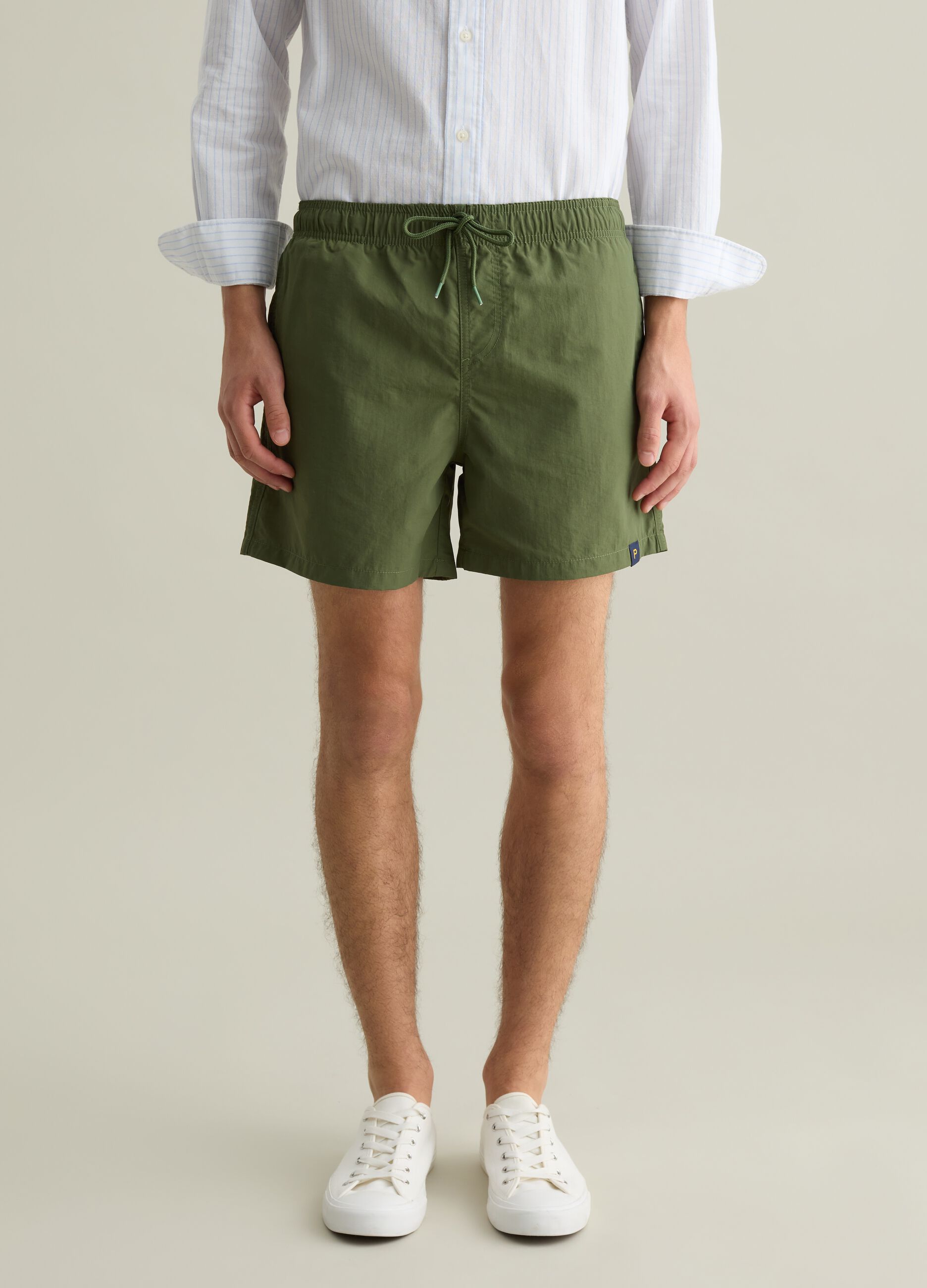 Boxer mare da uomo in misto verde regular fit con vita elastica