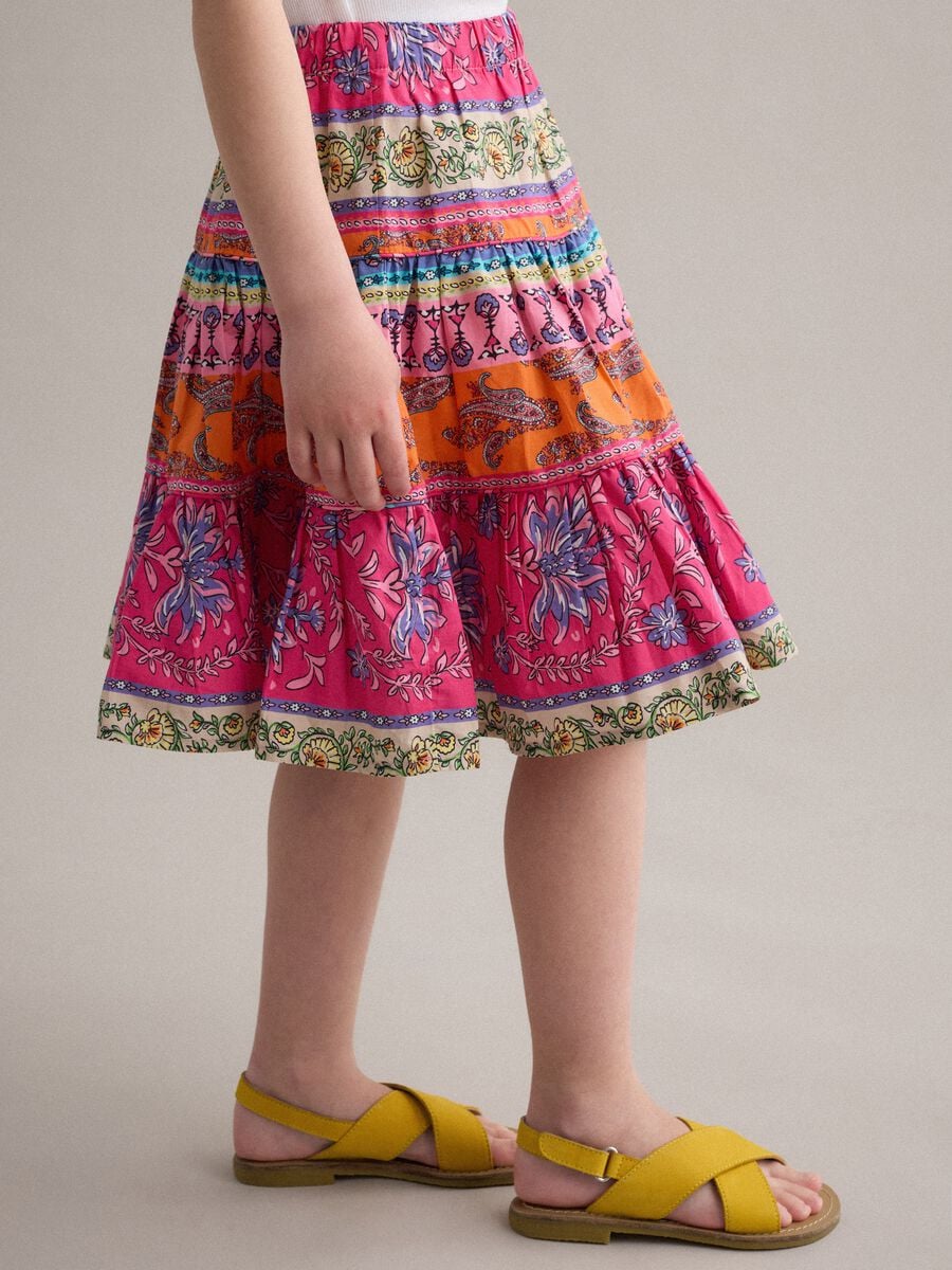 Multicolour pure cotton skirt with ruffle hem_2