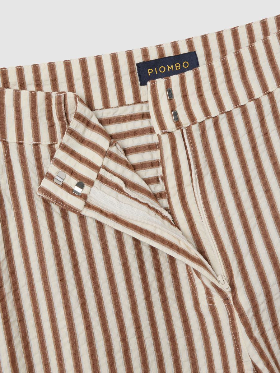 Striped Brown and White Cotton Palazzo Trousers_5