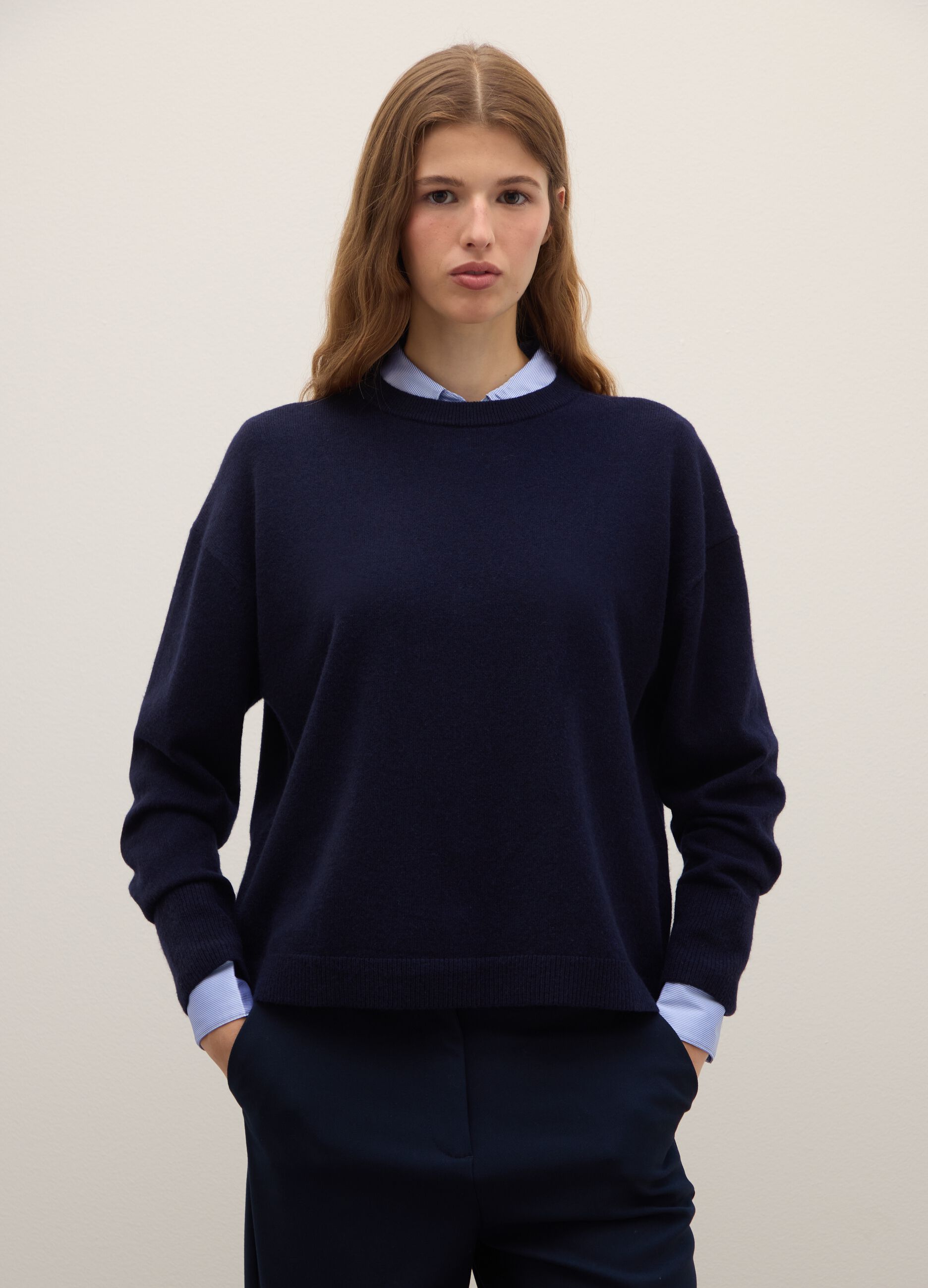 Blue pure wool sweater regular fit