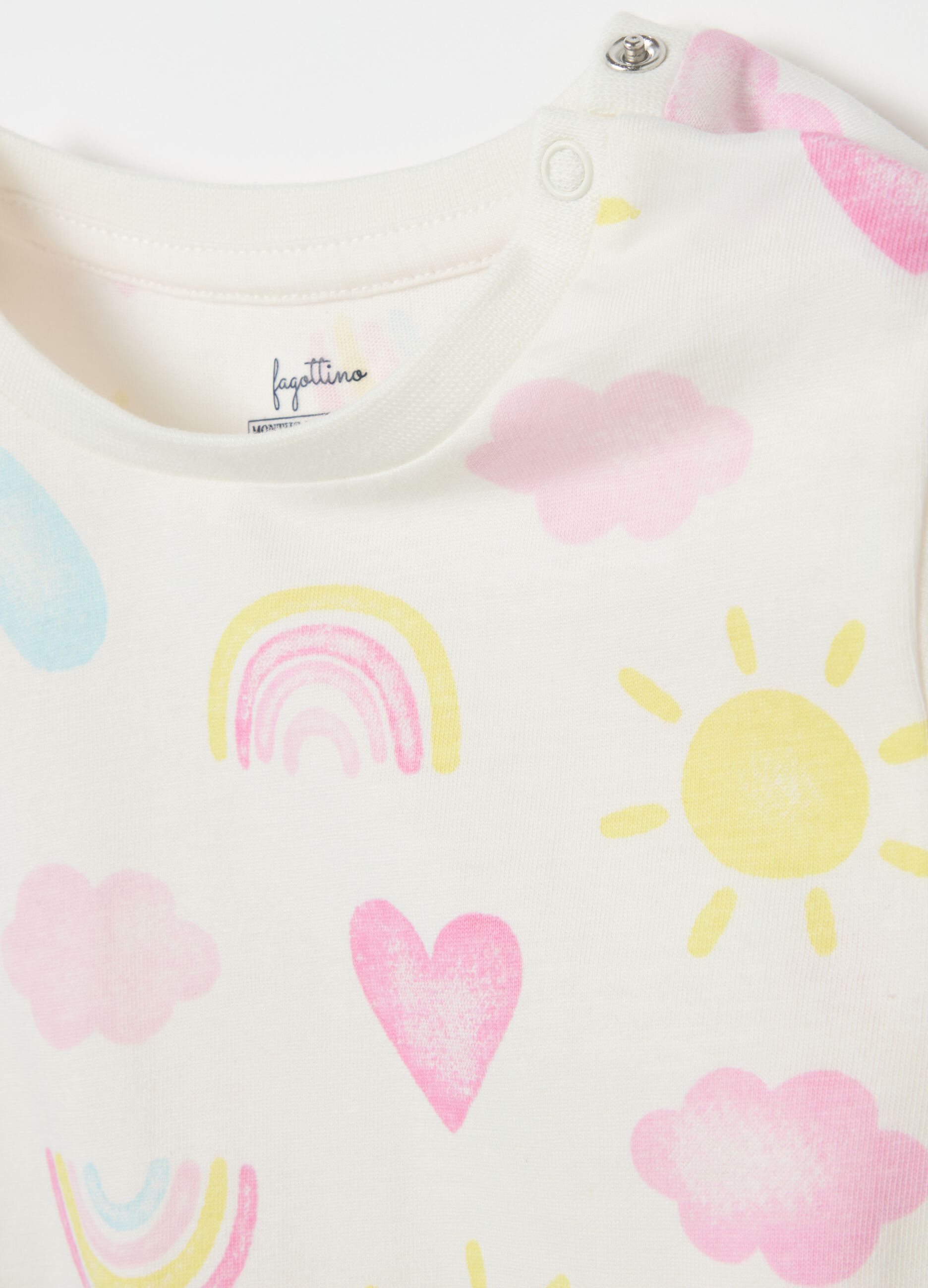 Organic cotton pyjamas with sun and hearts print