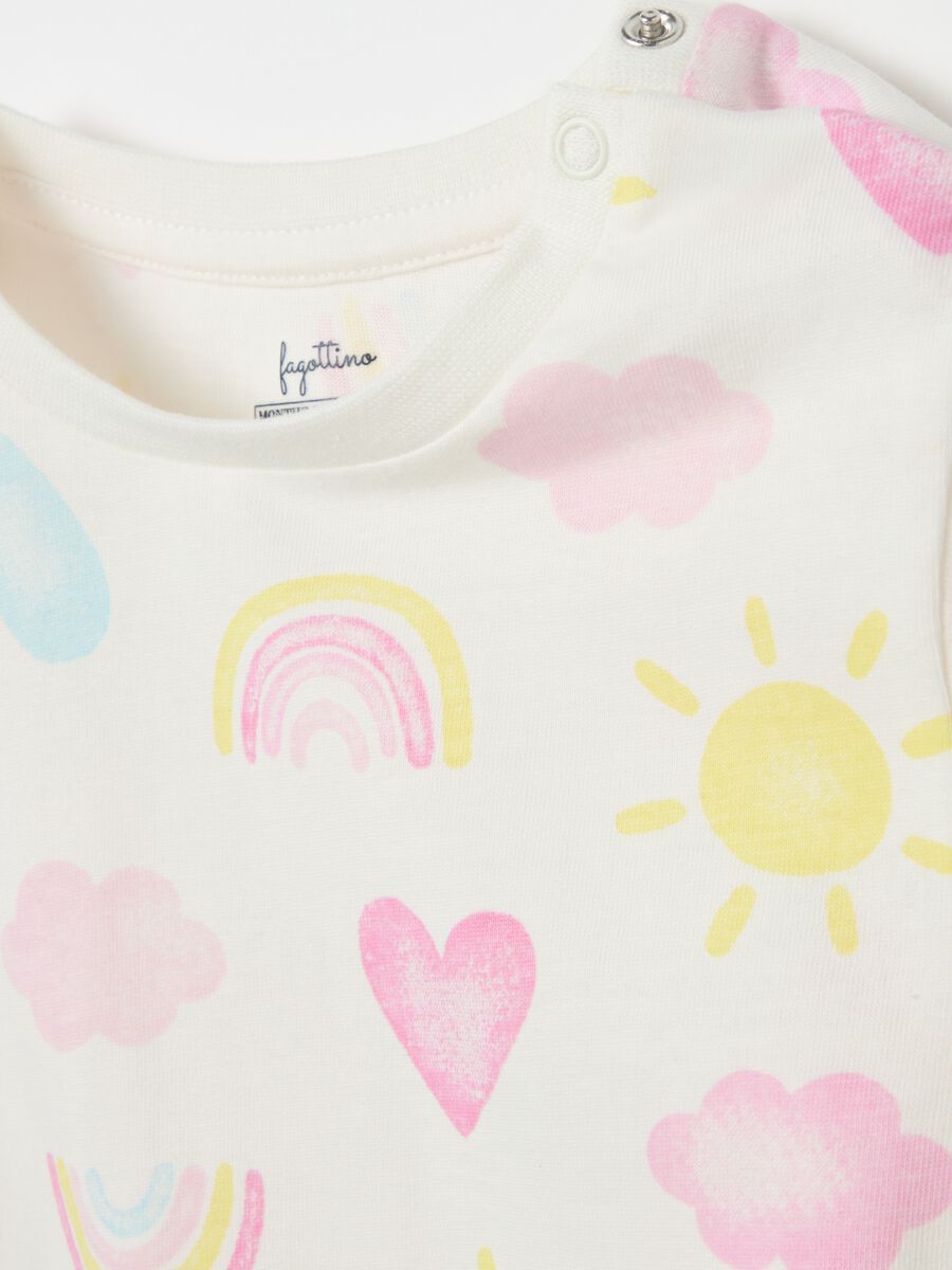 Organic cotton pyjamas with sun and hearts print_2