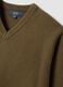 Olive green V-neck regular fit jumper_1
