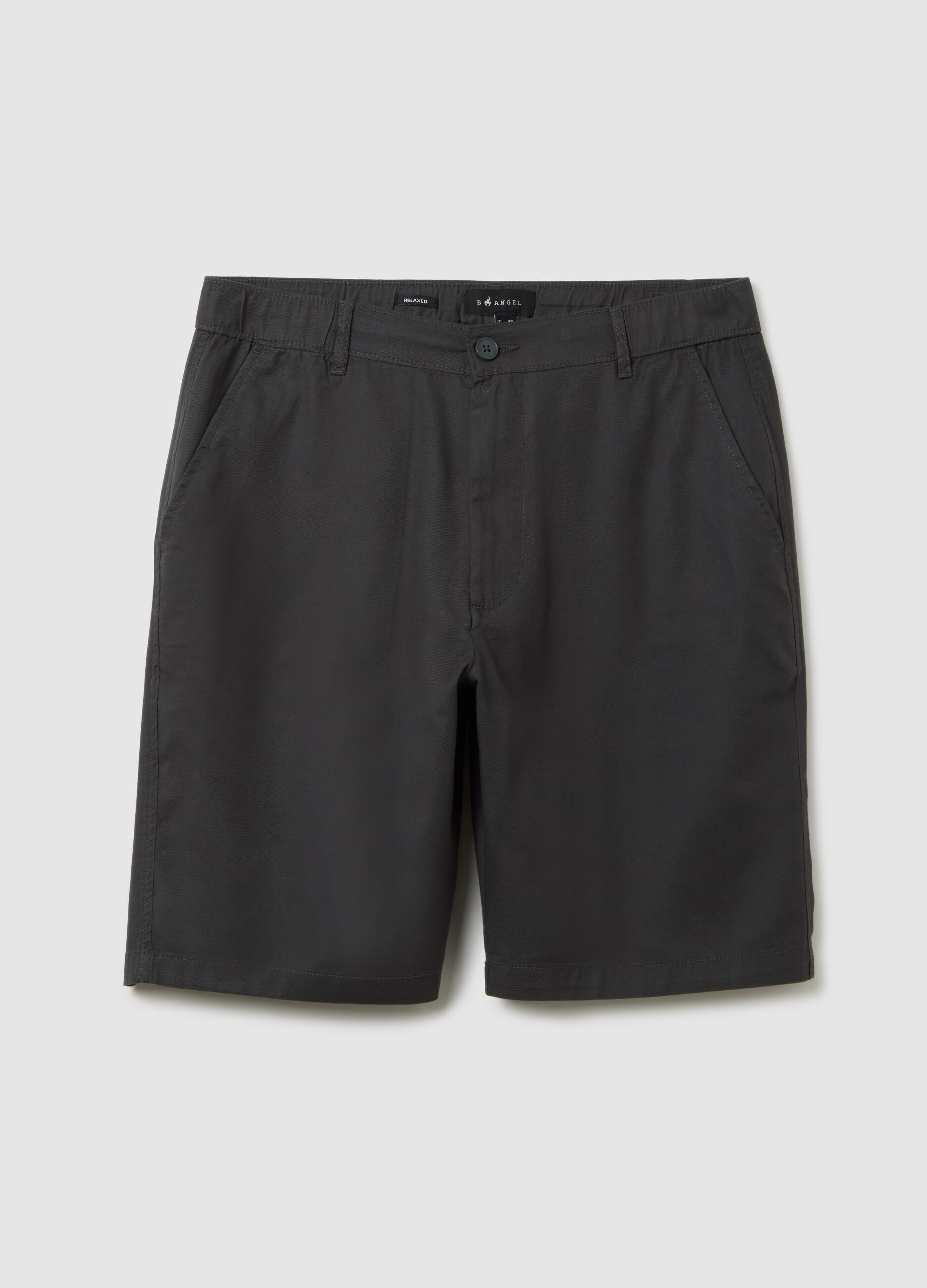 Bermuda da uomo in misto cotone nero relaxed fit