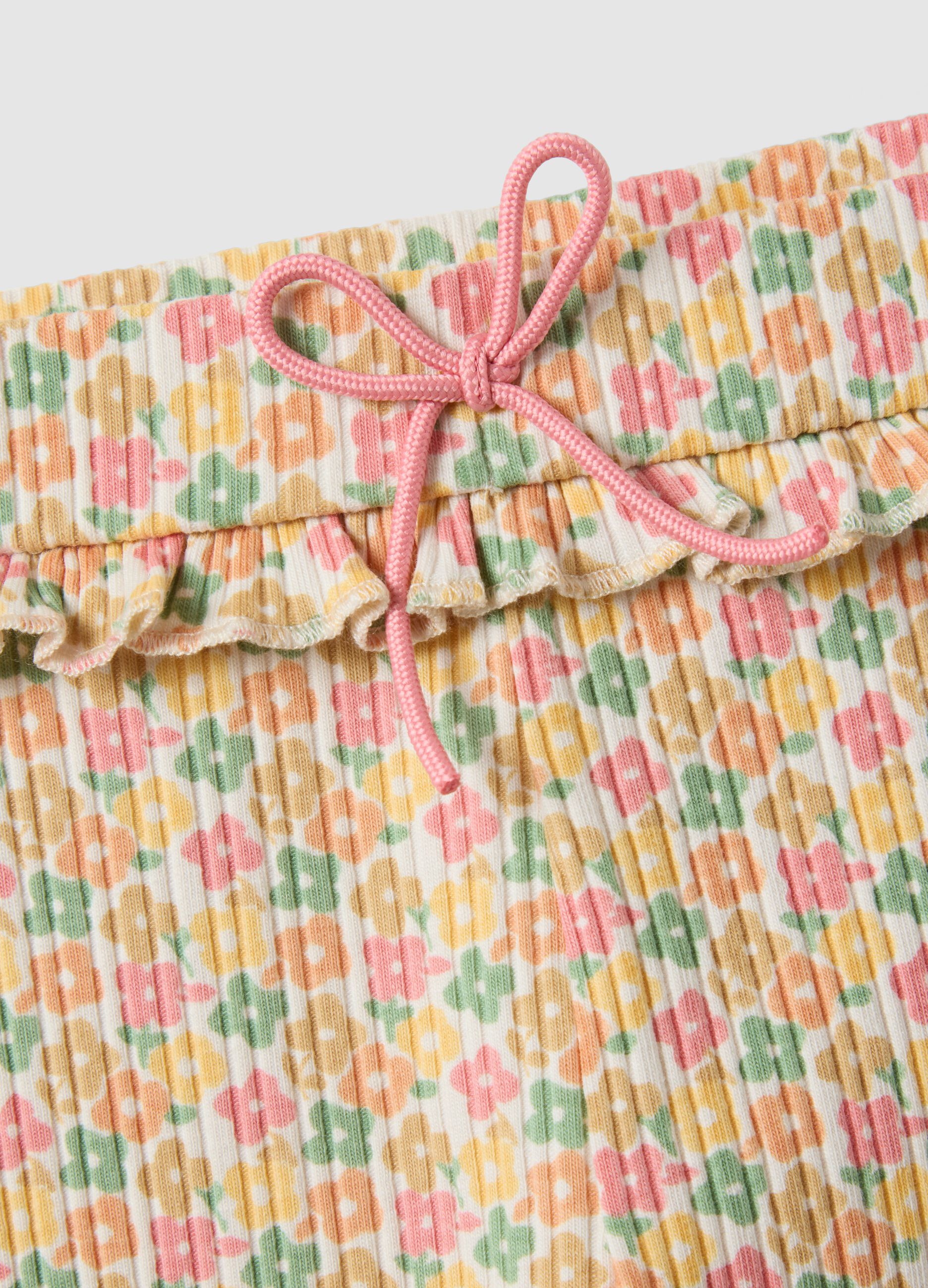 Girls&rsquo; floral slim-fit stretch cotton leggings