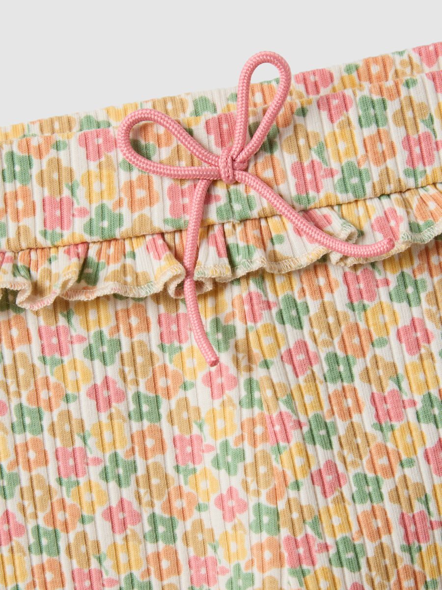 Girls&rsquo; floral slim-fit stretch cotton leggings_2