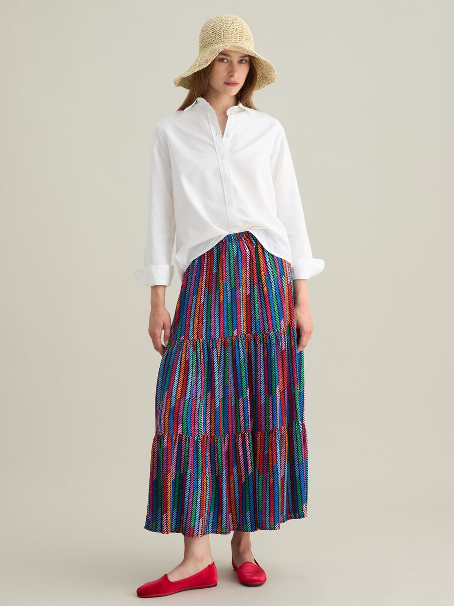 Women's Long Skirt in Multicolour Viscose Regular Fit_0
