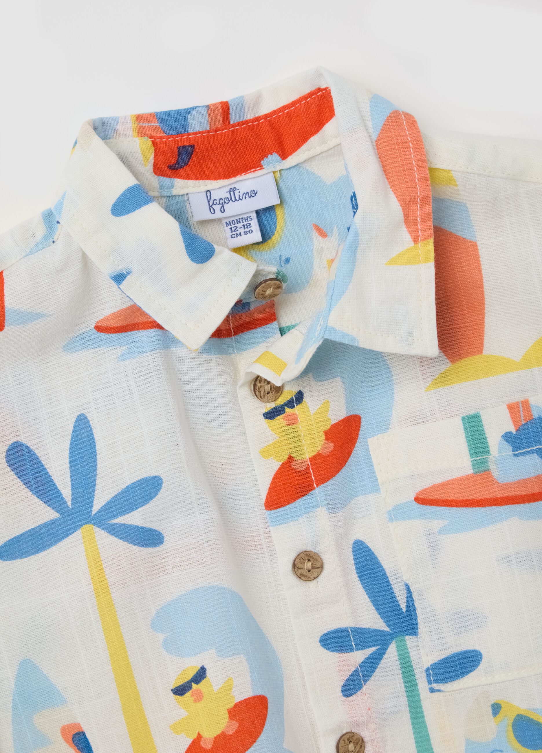 Camicia da neonato in puro cotone multicolor regular fit
