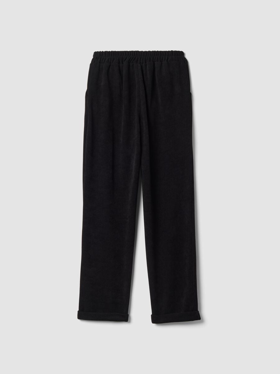 Black ribbed stretch-fabric trousers, regular fit_6