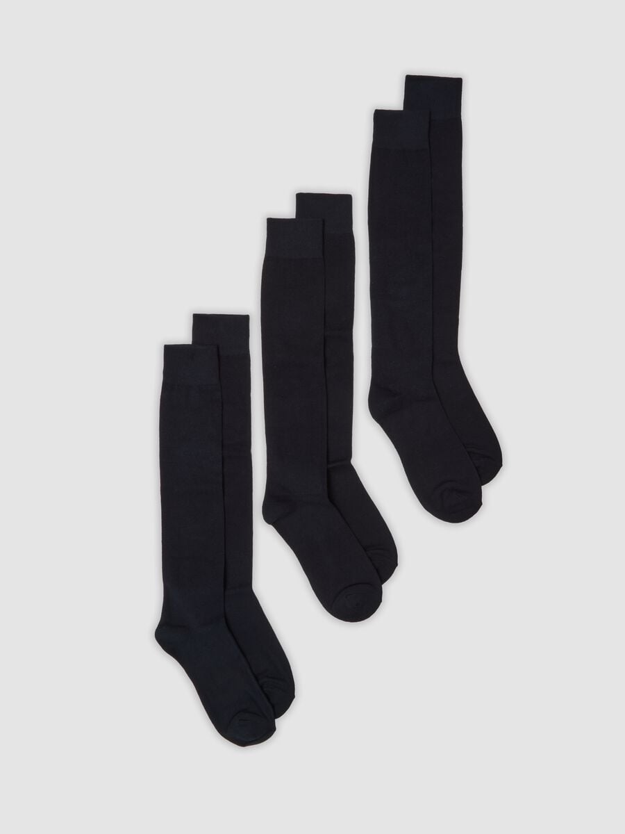 3-pack of long blue socks in stretchy organic cotton_0