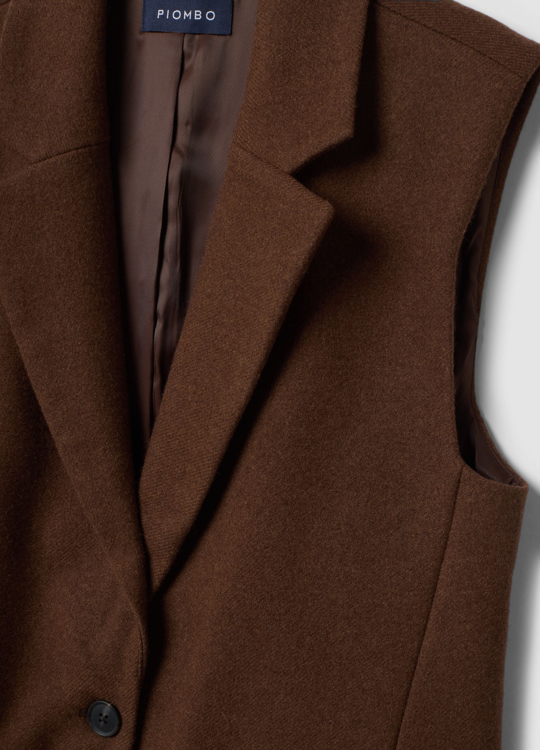 Brown viscose-blend waistcoat with classic lapels