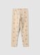 Leggings skinny beige in cotone organico elasticizzato con fiocchi per bambina_1