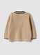 Beige cotton-blend V-neck cardigan for boys_1