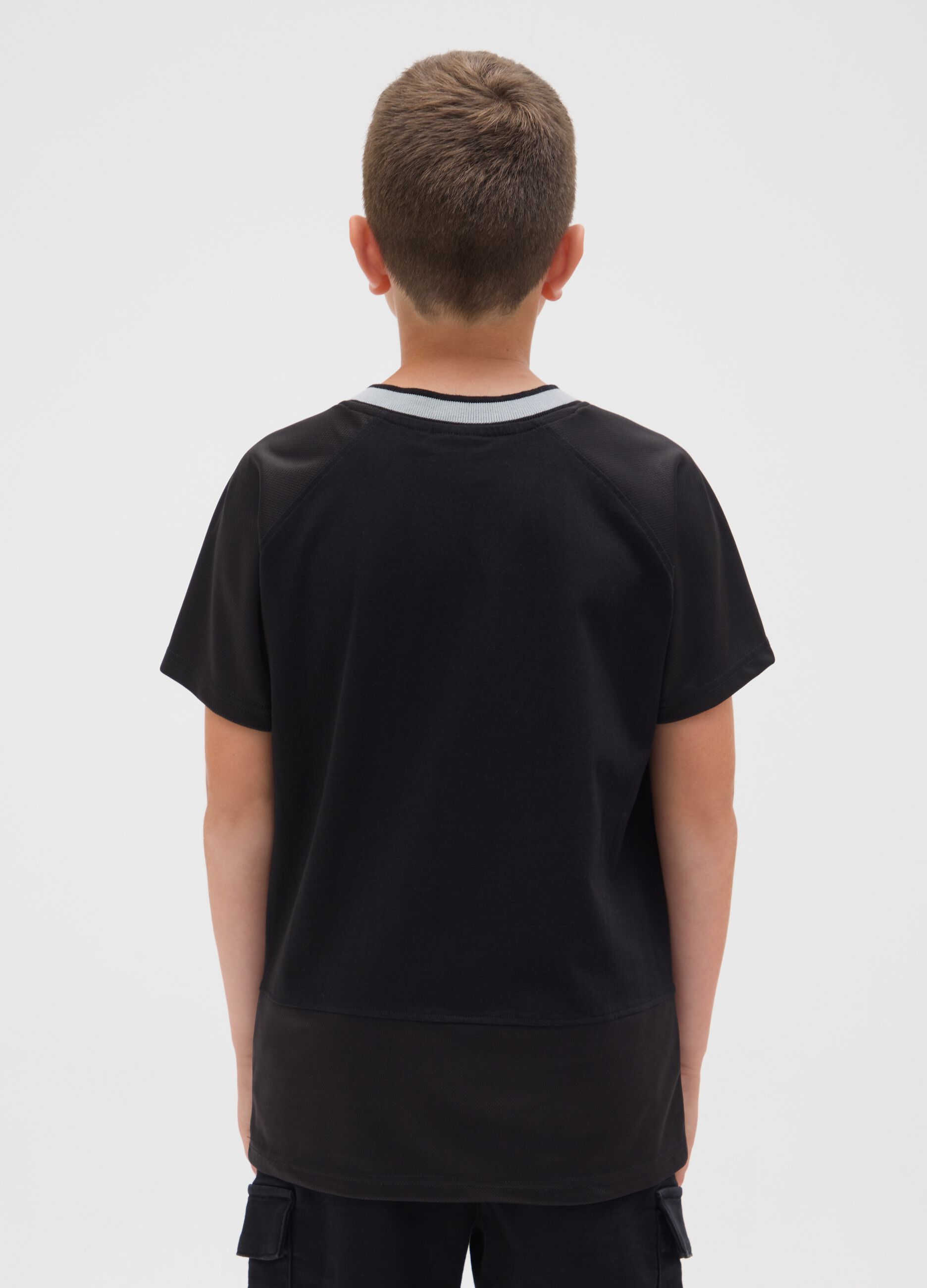 Children's black pure cotton T-shirt with LA KINGS print