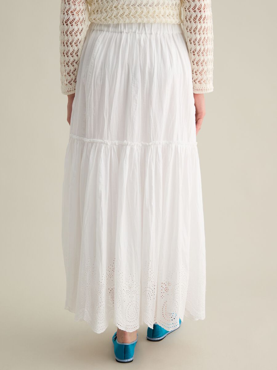 Women's white pure cotton skirt regular fit_3
