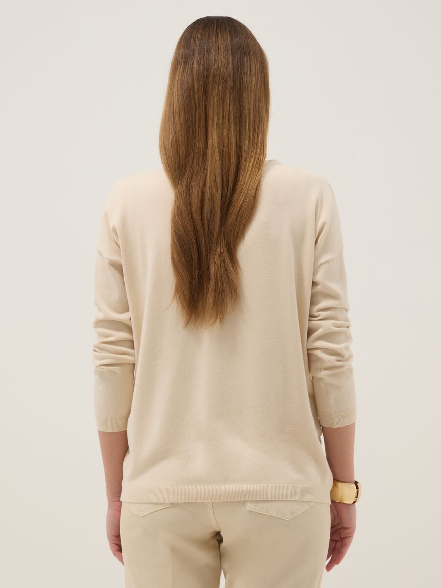 Maglione premaman beige in misto viscosa con lavorazione in pizzo_2