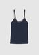 Blue regular fit vest with V-neck decorated with lace_0