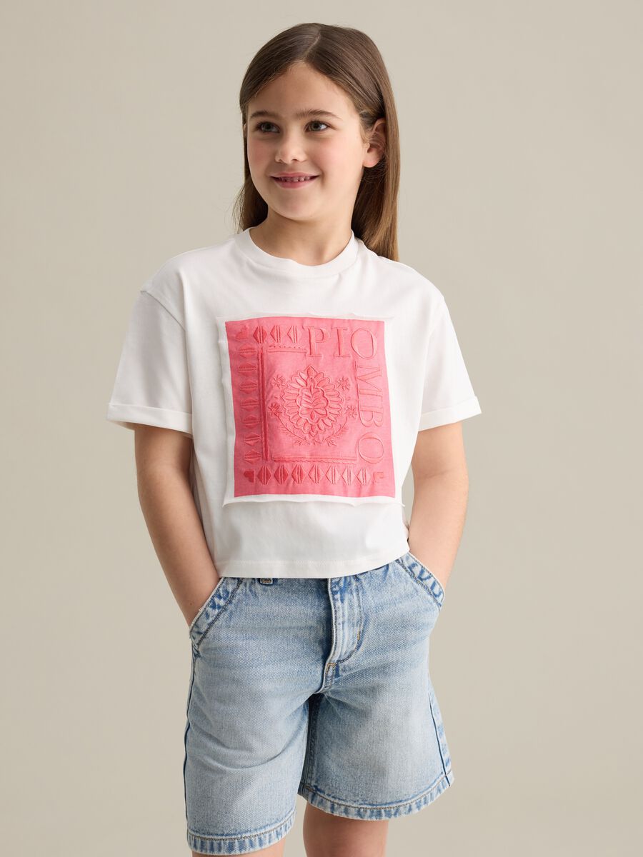 White short-sleeved T-shirt in 100% cotton_0