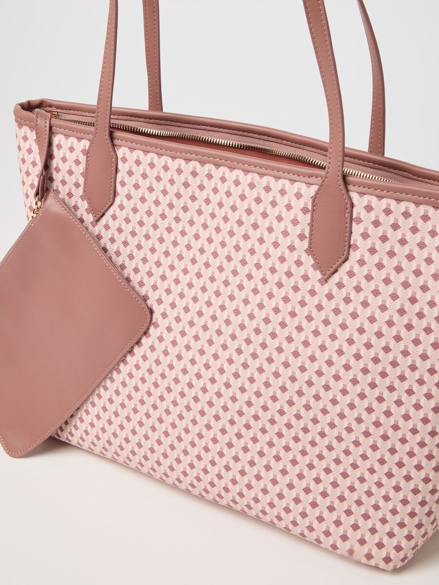 Pink tote bag with geometric motif_2