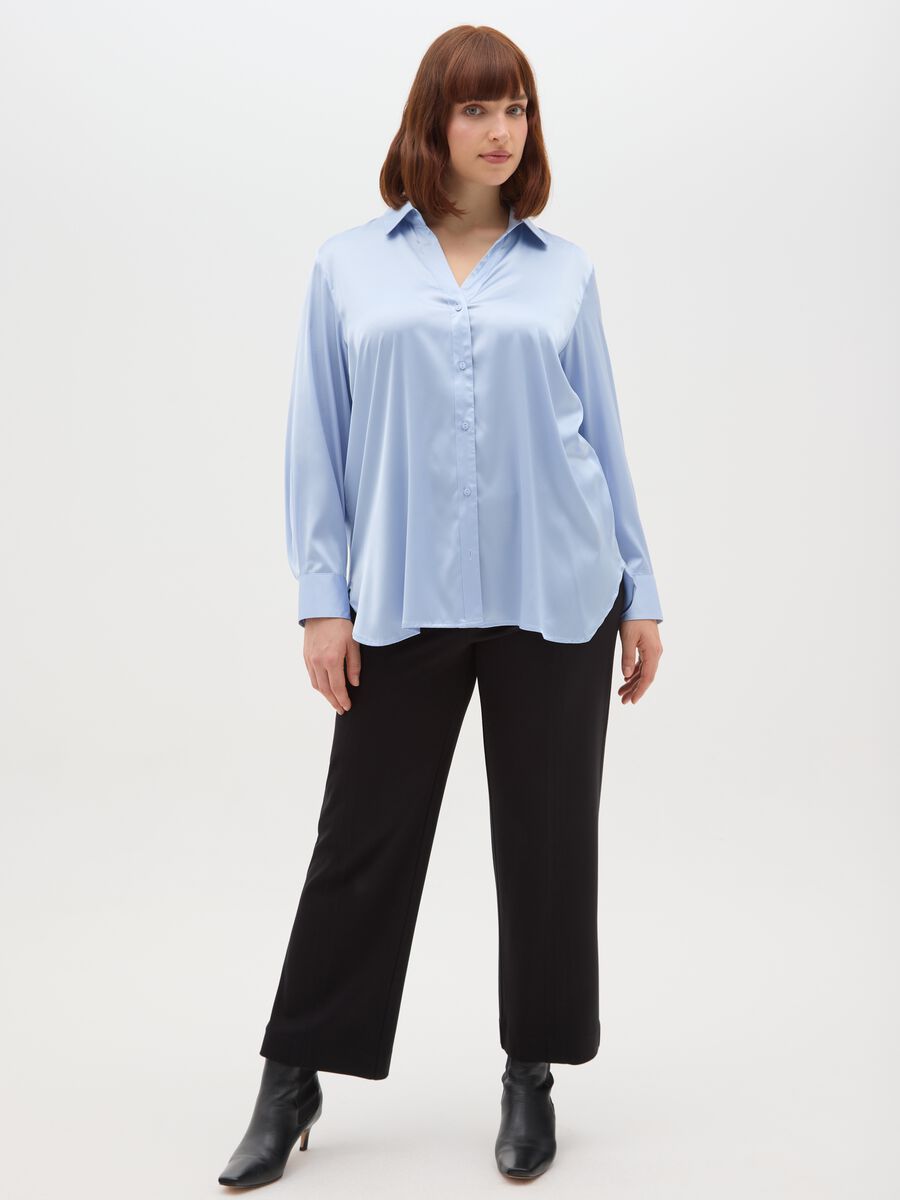 Camicia in satin azzurro regular fit_1