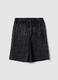 Black cotton-blend Bermuda shorts with elasticated waist_0