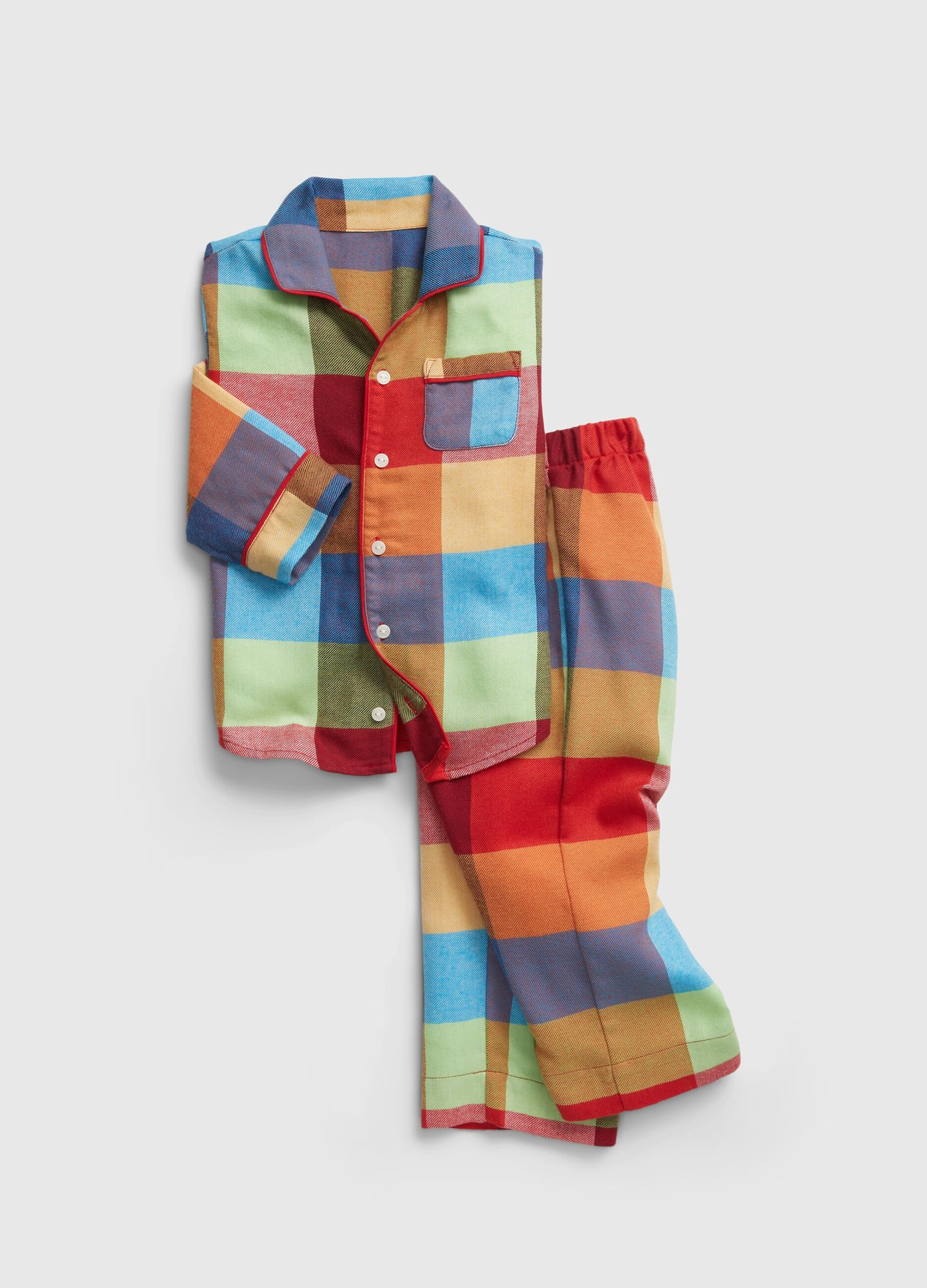 Full-length pyjamas in check flannel
