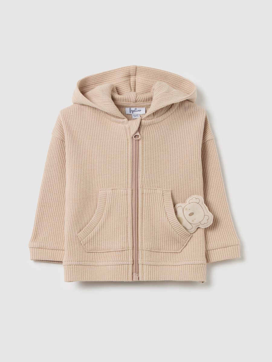 Full-zip waffle sweatshirt with hood and koala_0