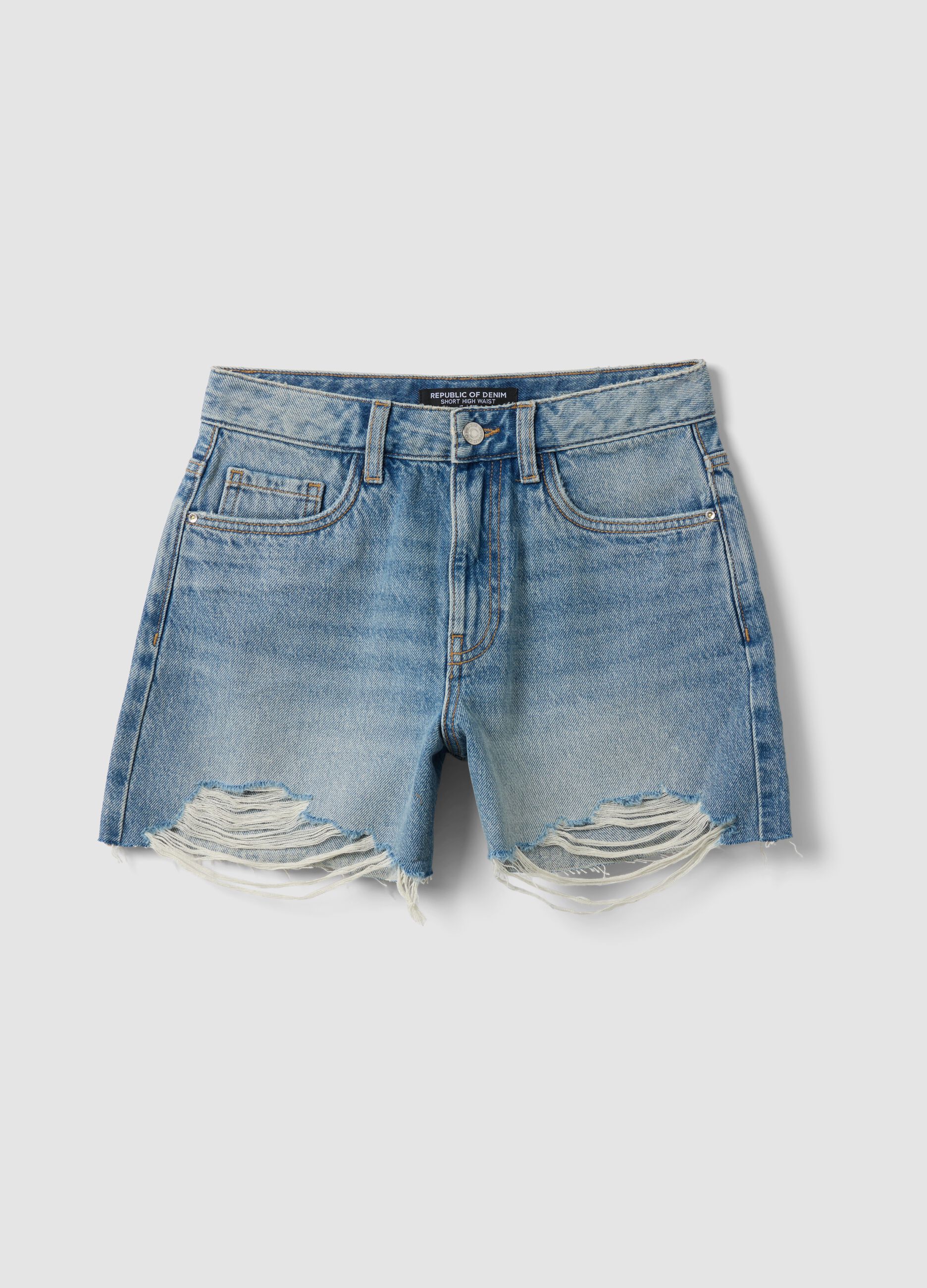 Light blue pure cotton denim shorts