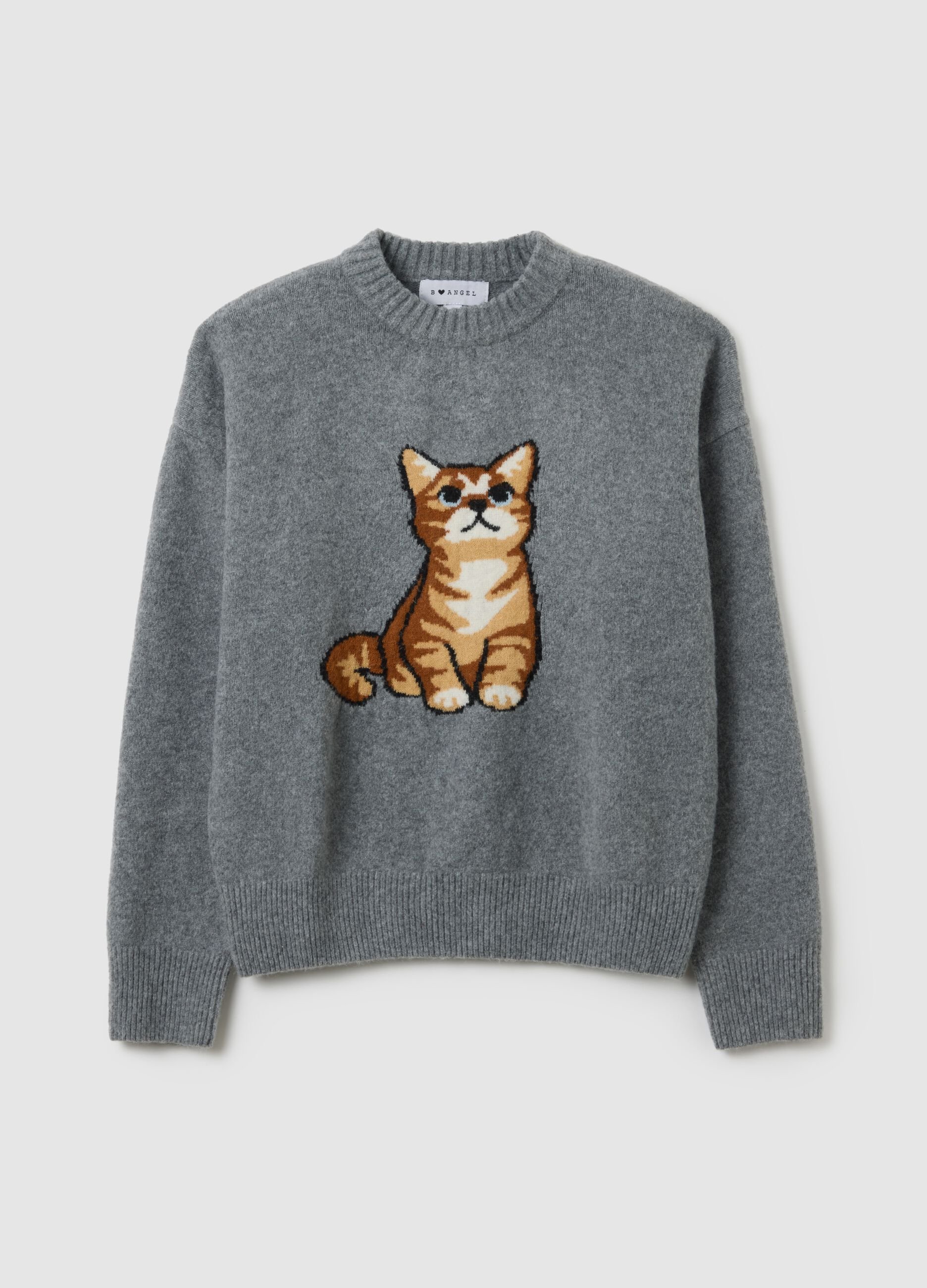 Grey regular fit jumper with print