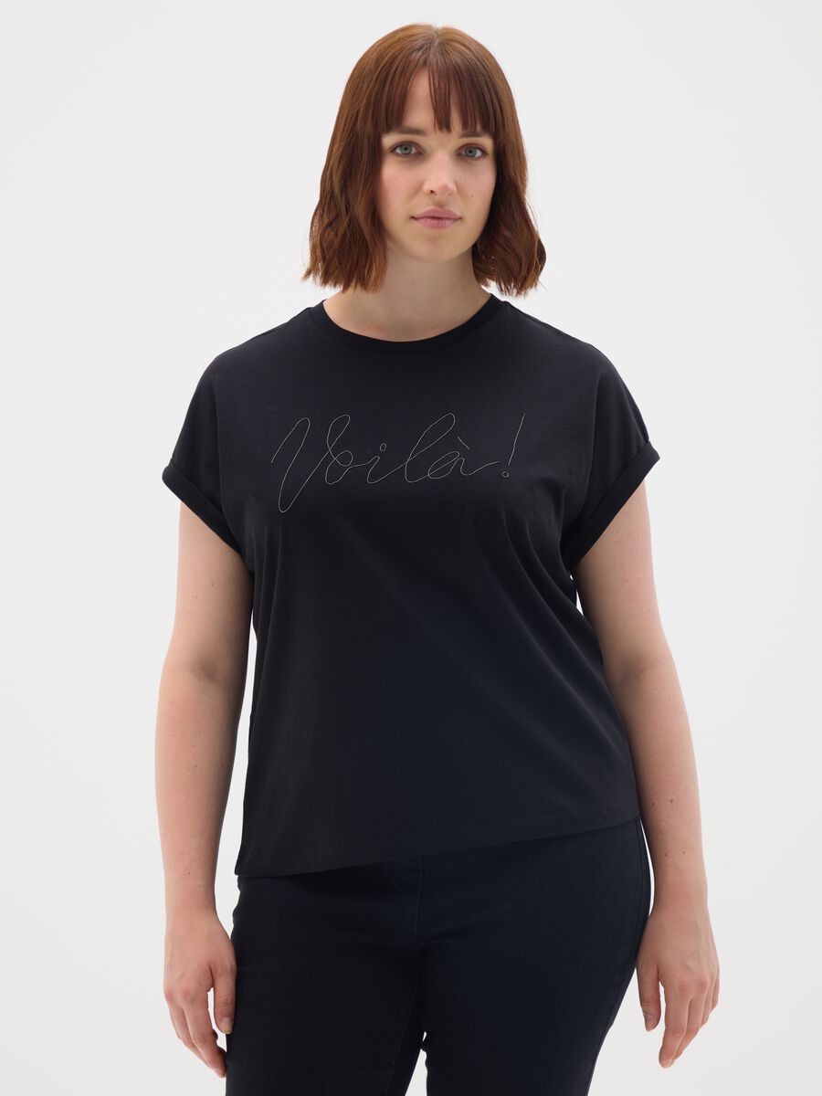 Black pure cotton regular fit T-shirt_0