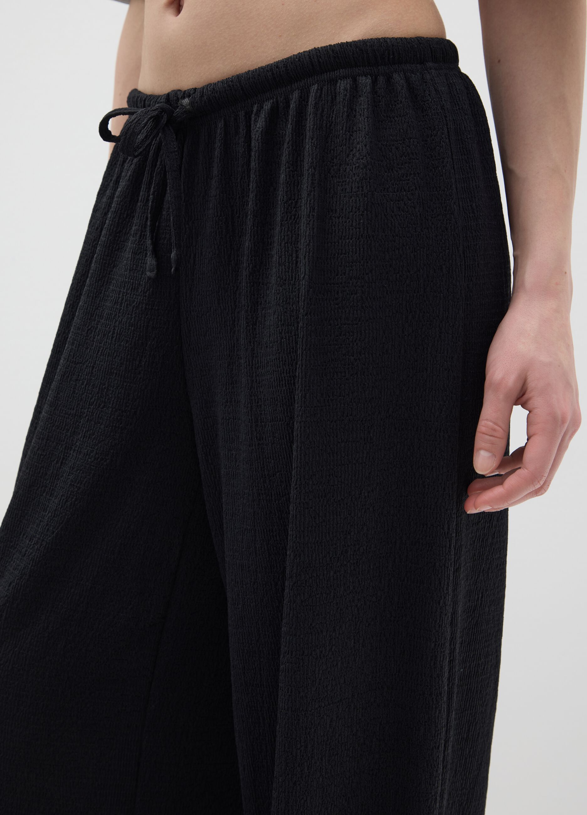 Black wide trousers with elastic waist B.Angel