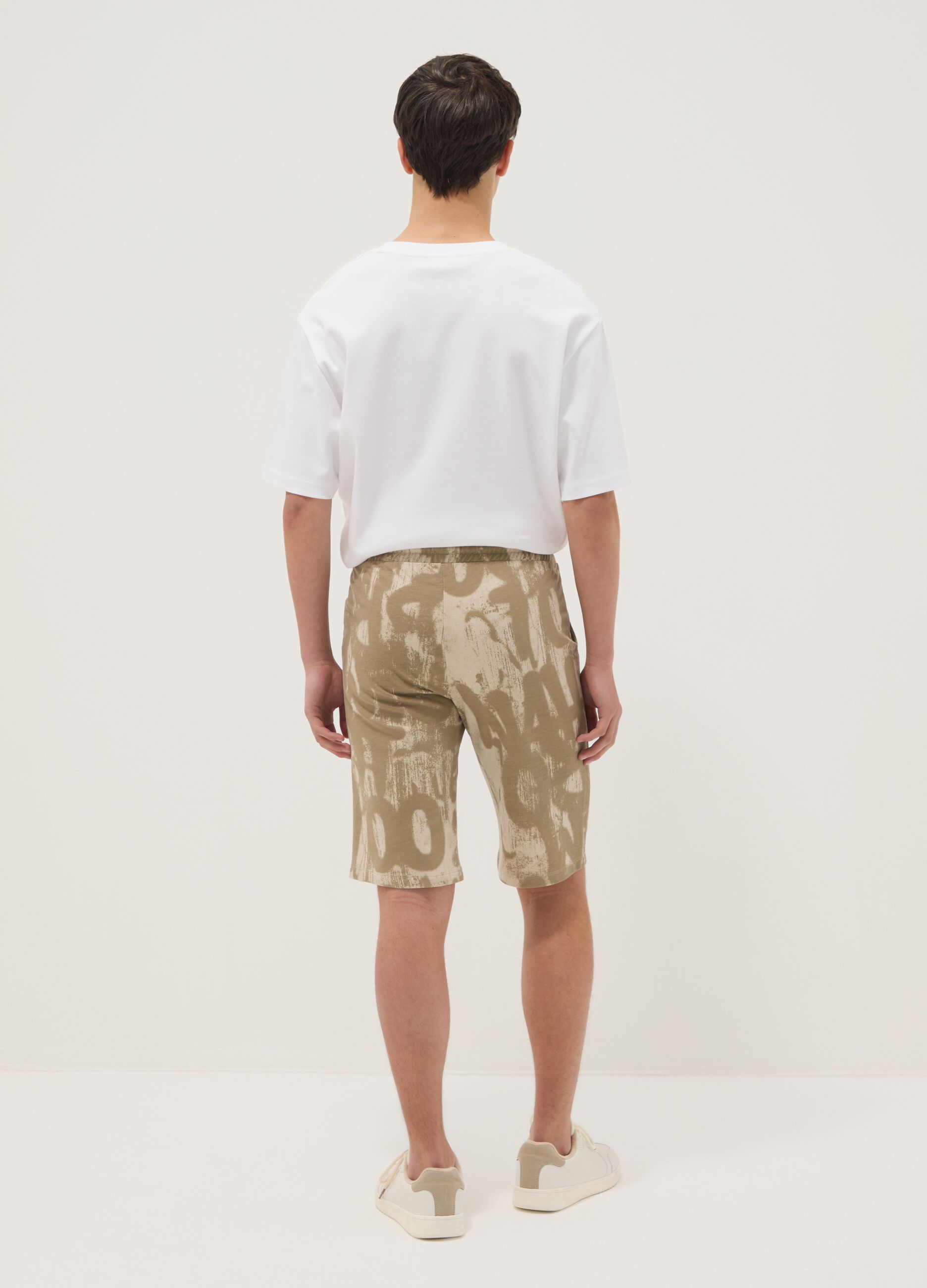 Pure Cotton Beige Printed Shorts for Boys Regular Fit