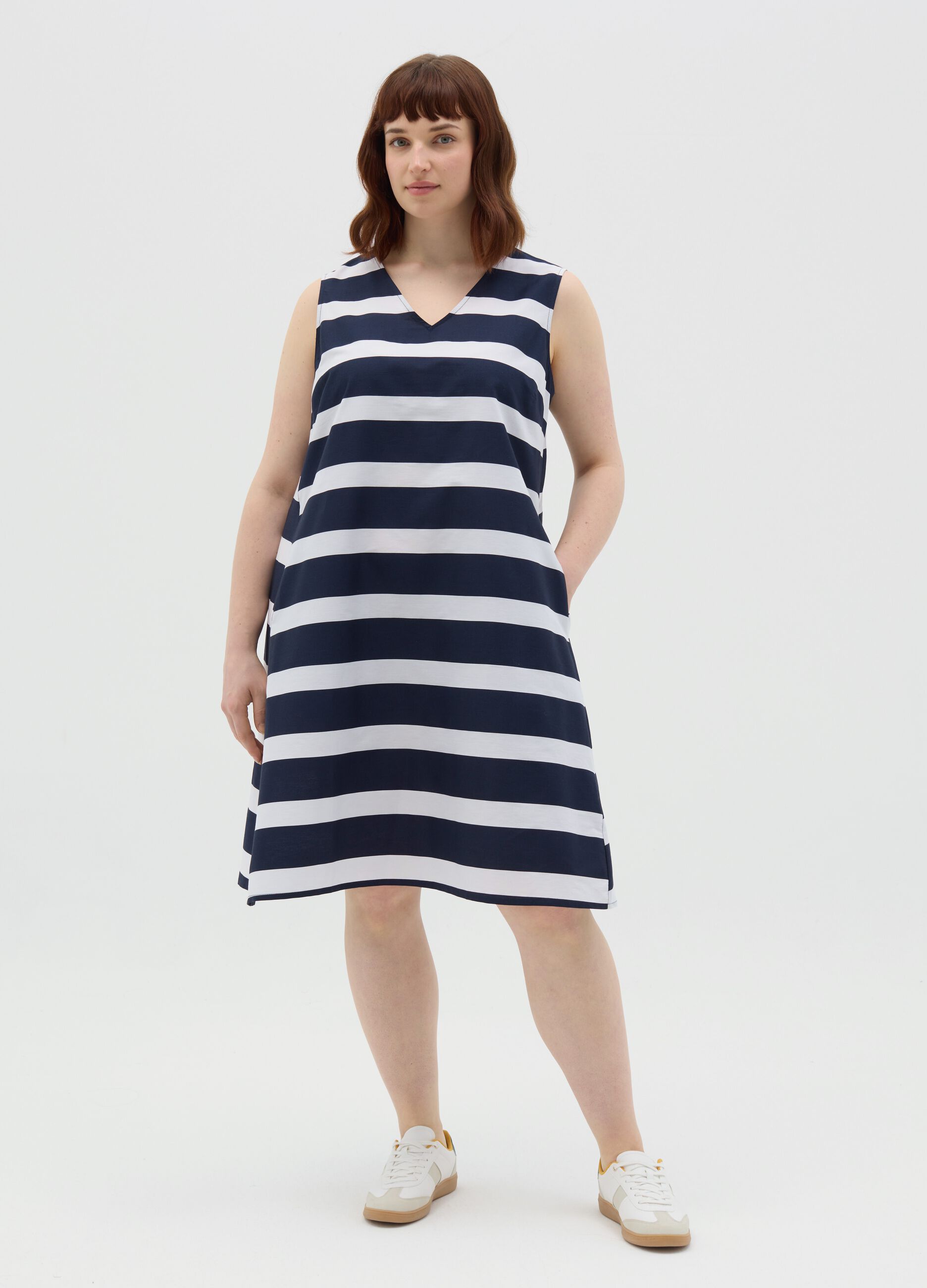 Abito smanicato da donna in puro cotone multicolor 