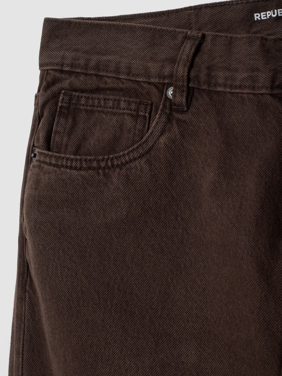 Jeans marroni in puro cotone straight fit_6