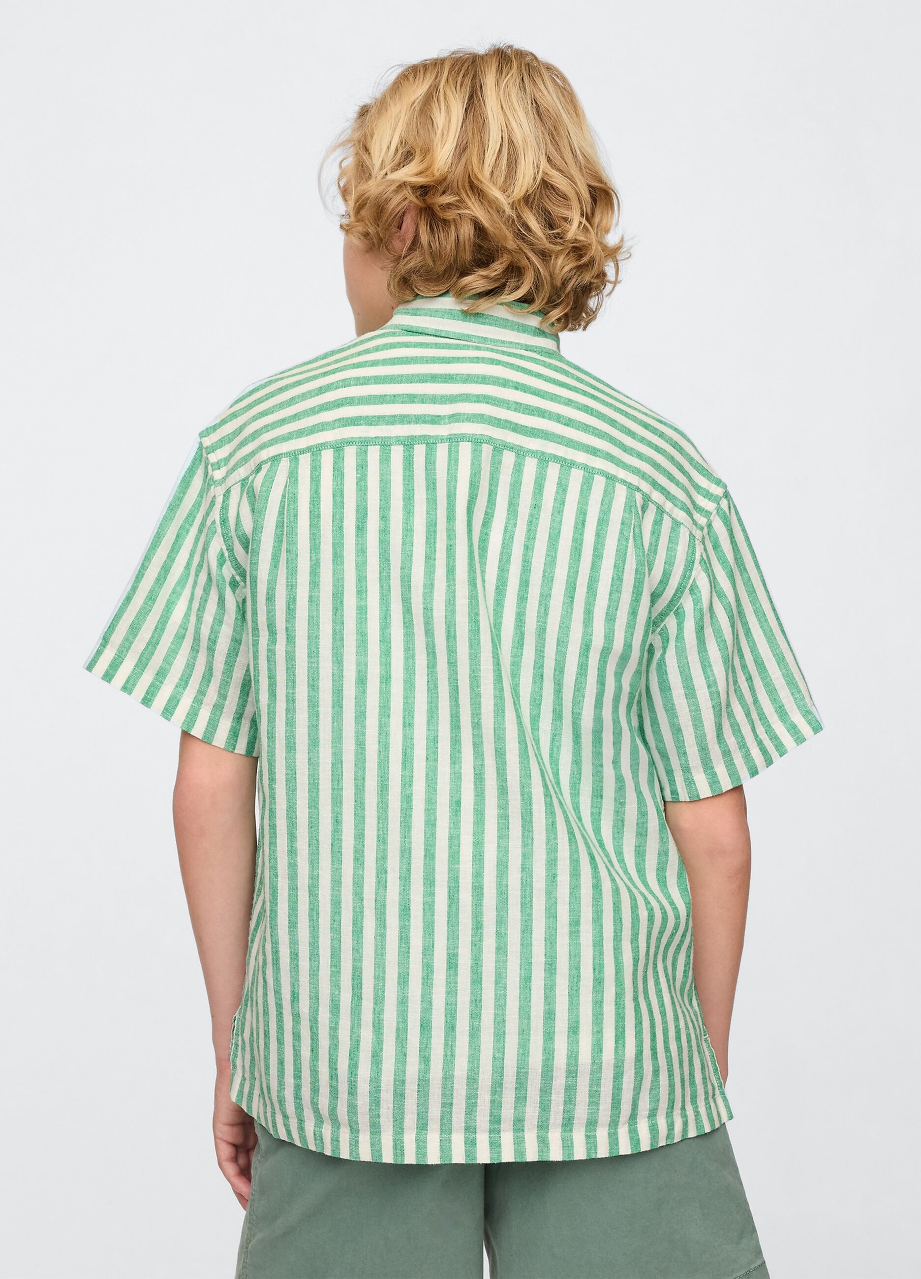 Green and White Striped Shirt
