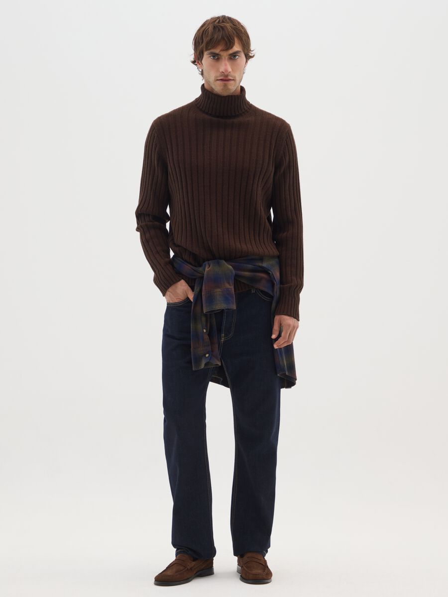 Brown Regular Fit Turtleneck_1