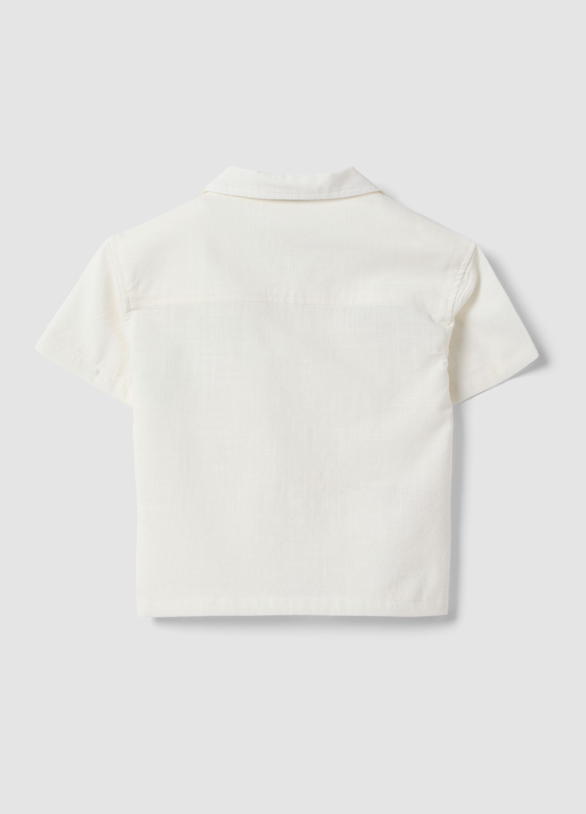 White pure cotton boys&rsquo; shirt with oversized fit and embroidery