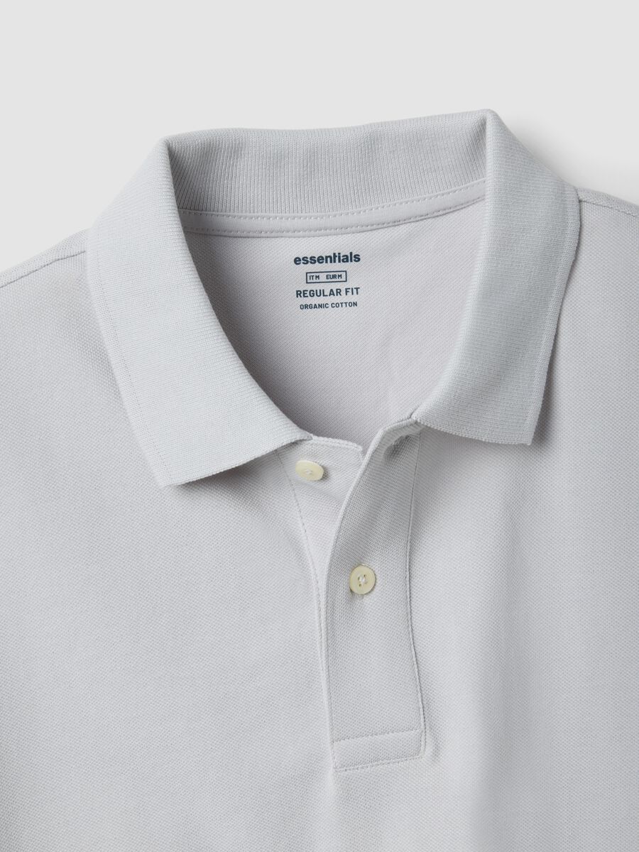 Polo a maniche corte in puro cotone grigia regular fit_5