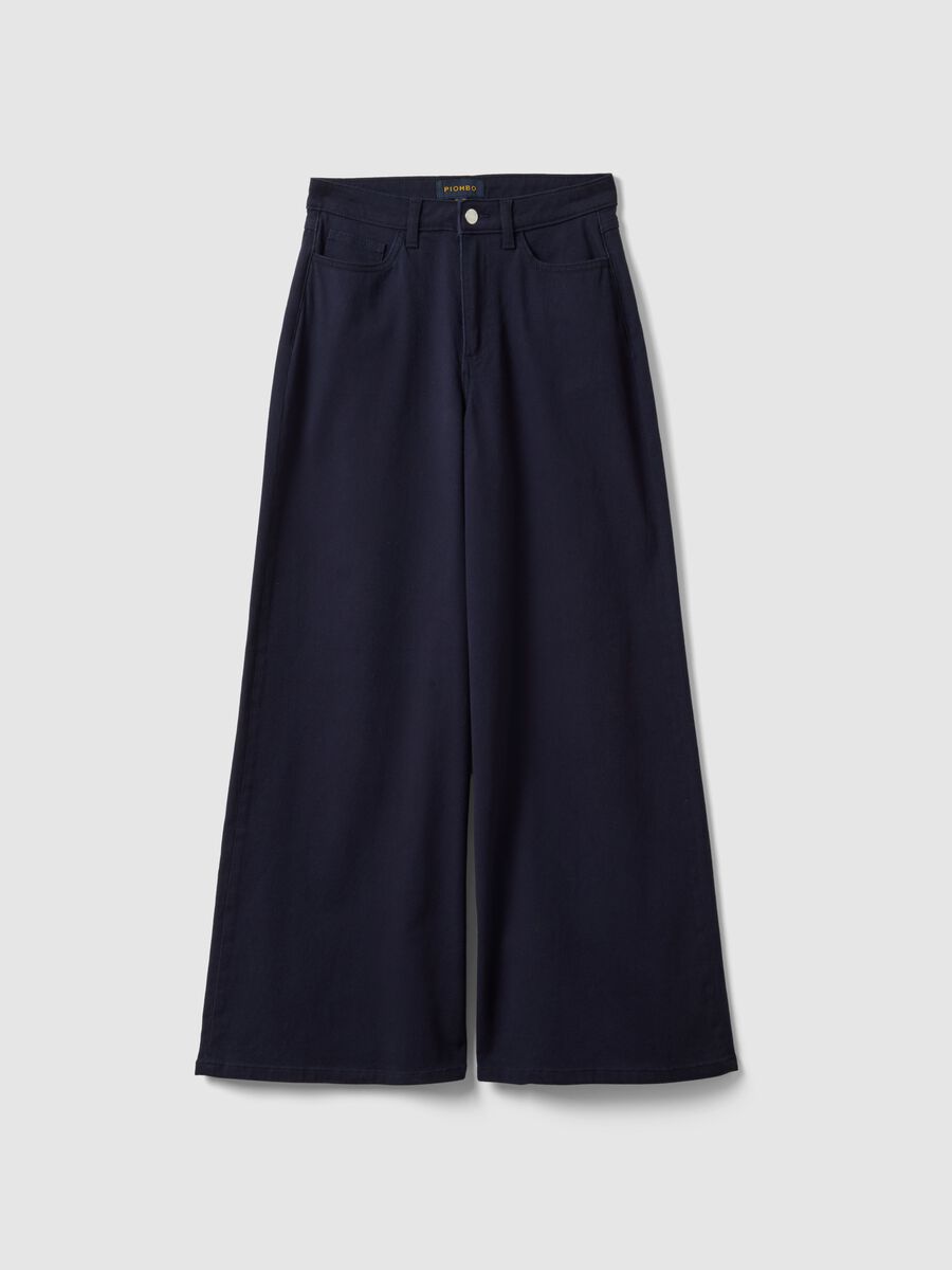Pantaloni blu flare in cotone elasticizzato_4