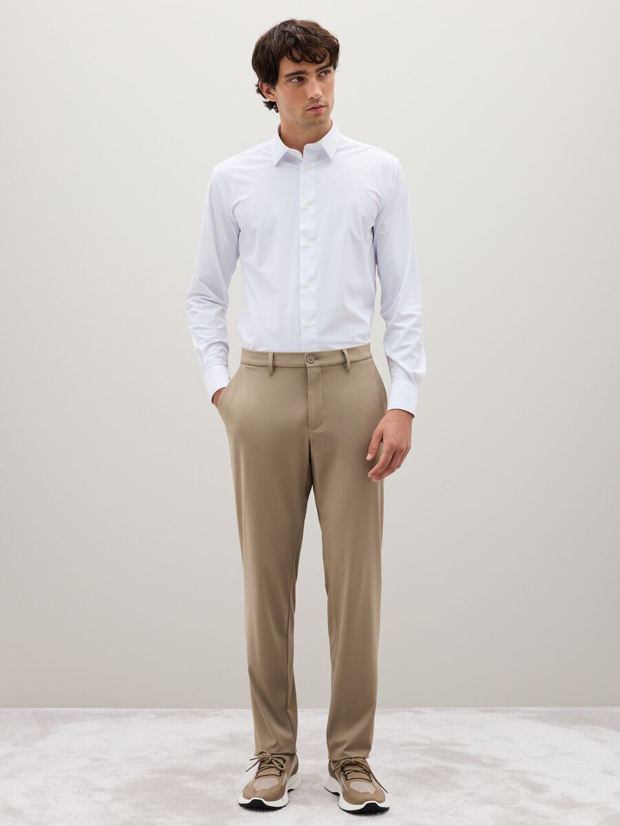 White slim fit stretch fabric shirt_2