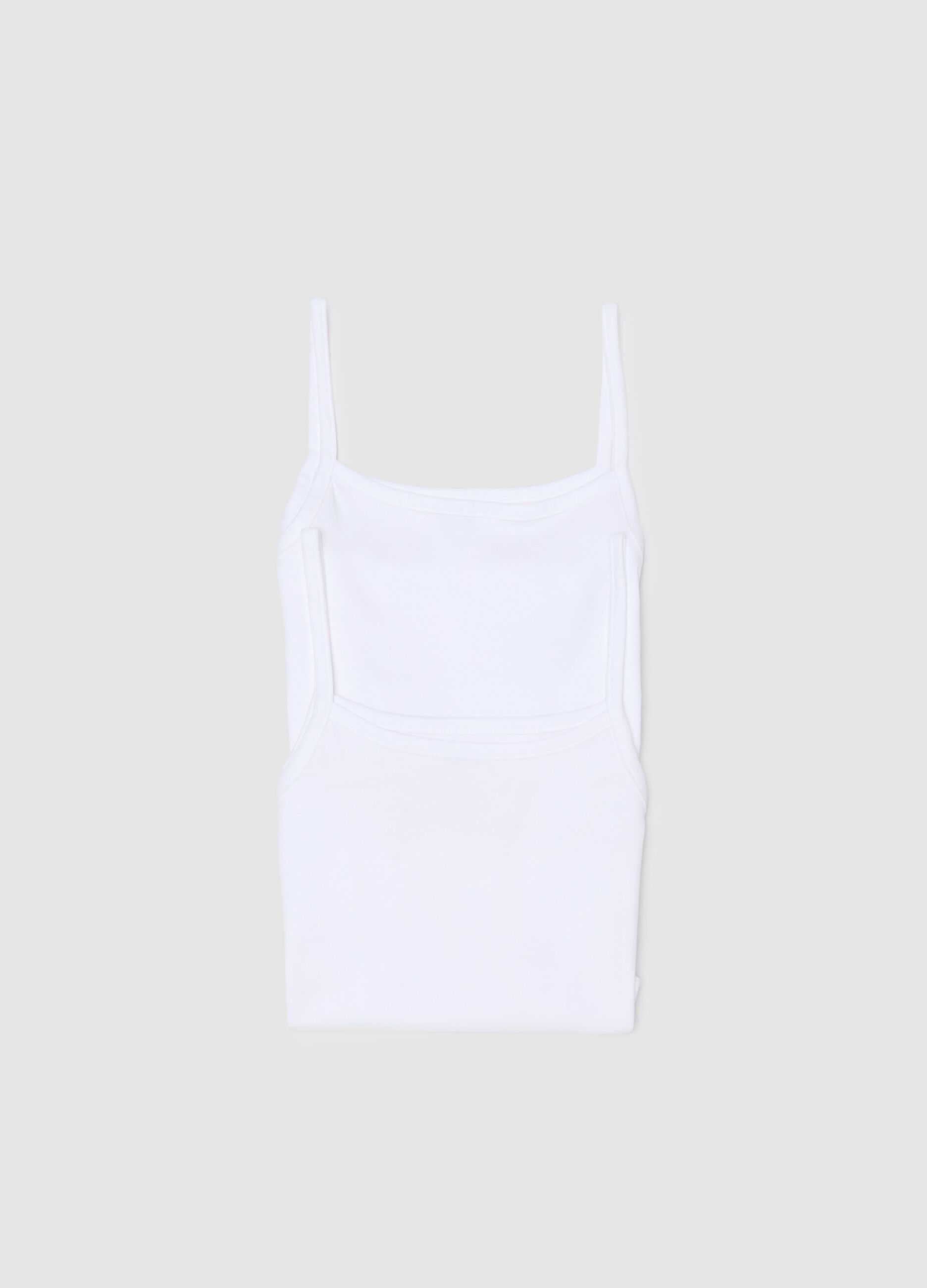 Girl's white tank tops bipack in pure cotton regular fit