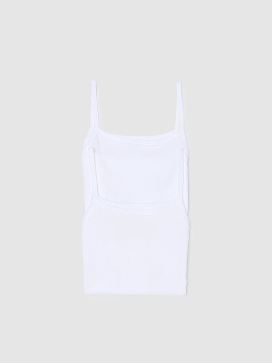 Girl's white tank tops bipack in pure cotton regular fit_2