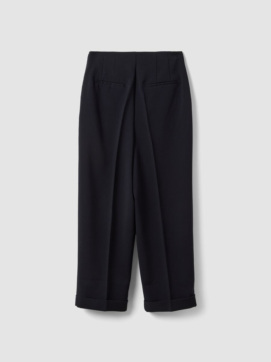 Black stretch viscose trousers with regular tapered fit_6