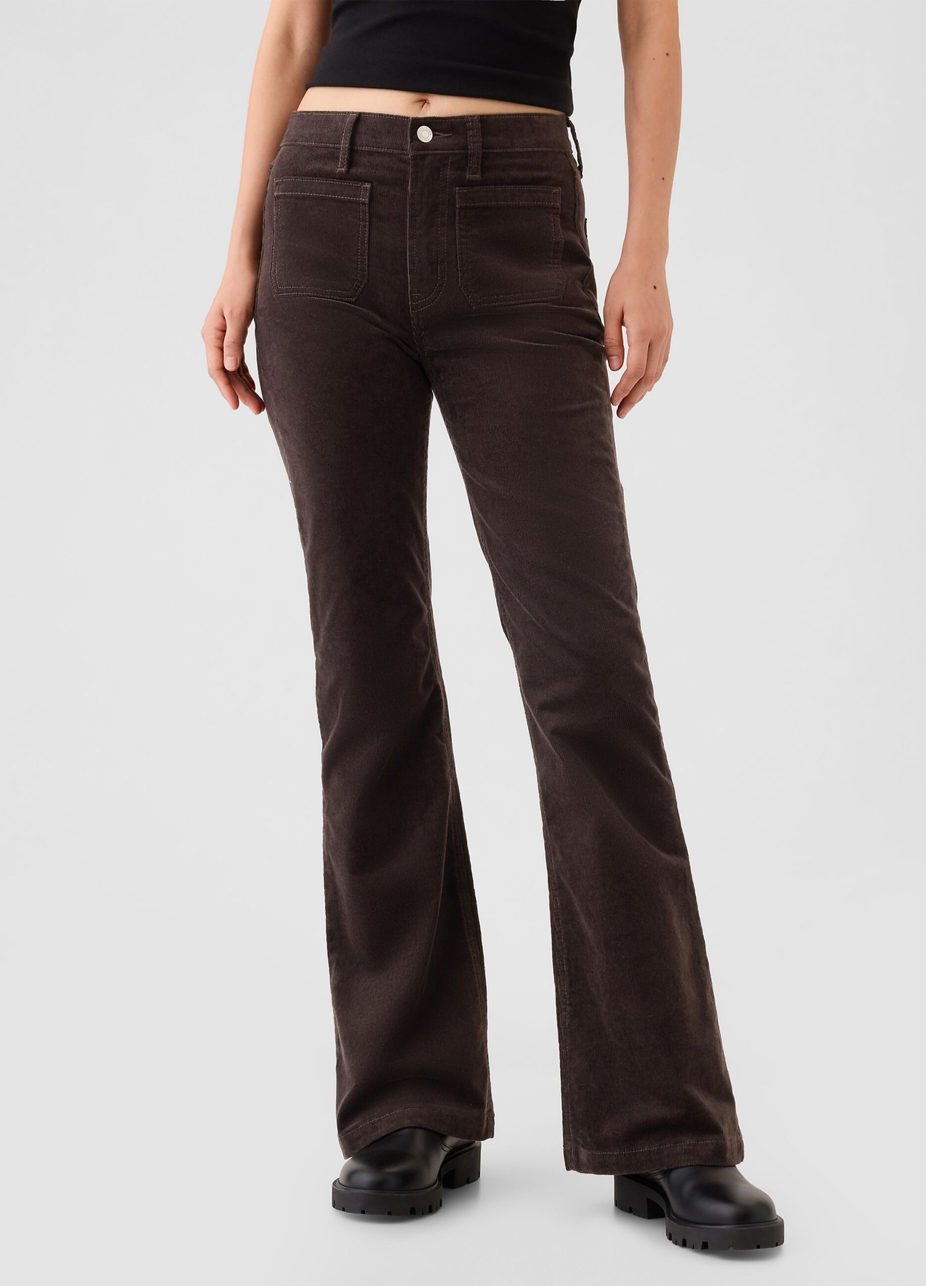 Flare-fit high-rise trousers in corduroy
