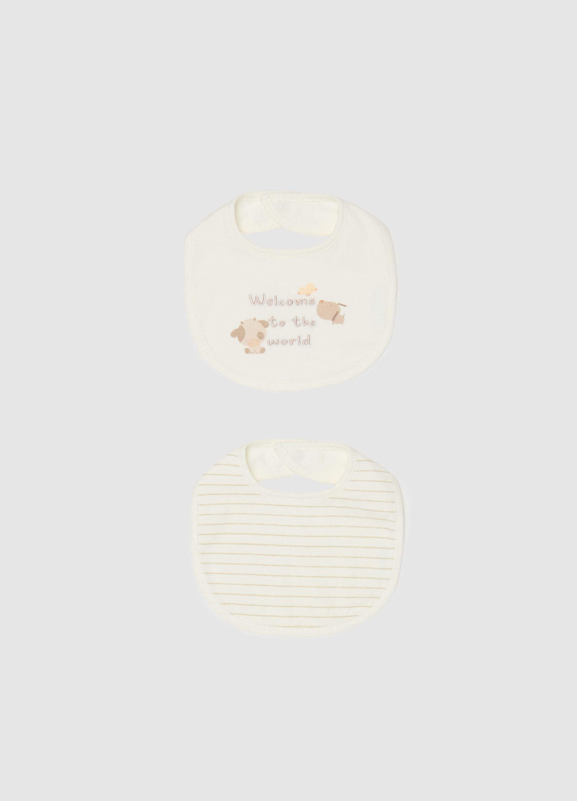 Bipack bavette con ricamo "Welcome To The World"