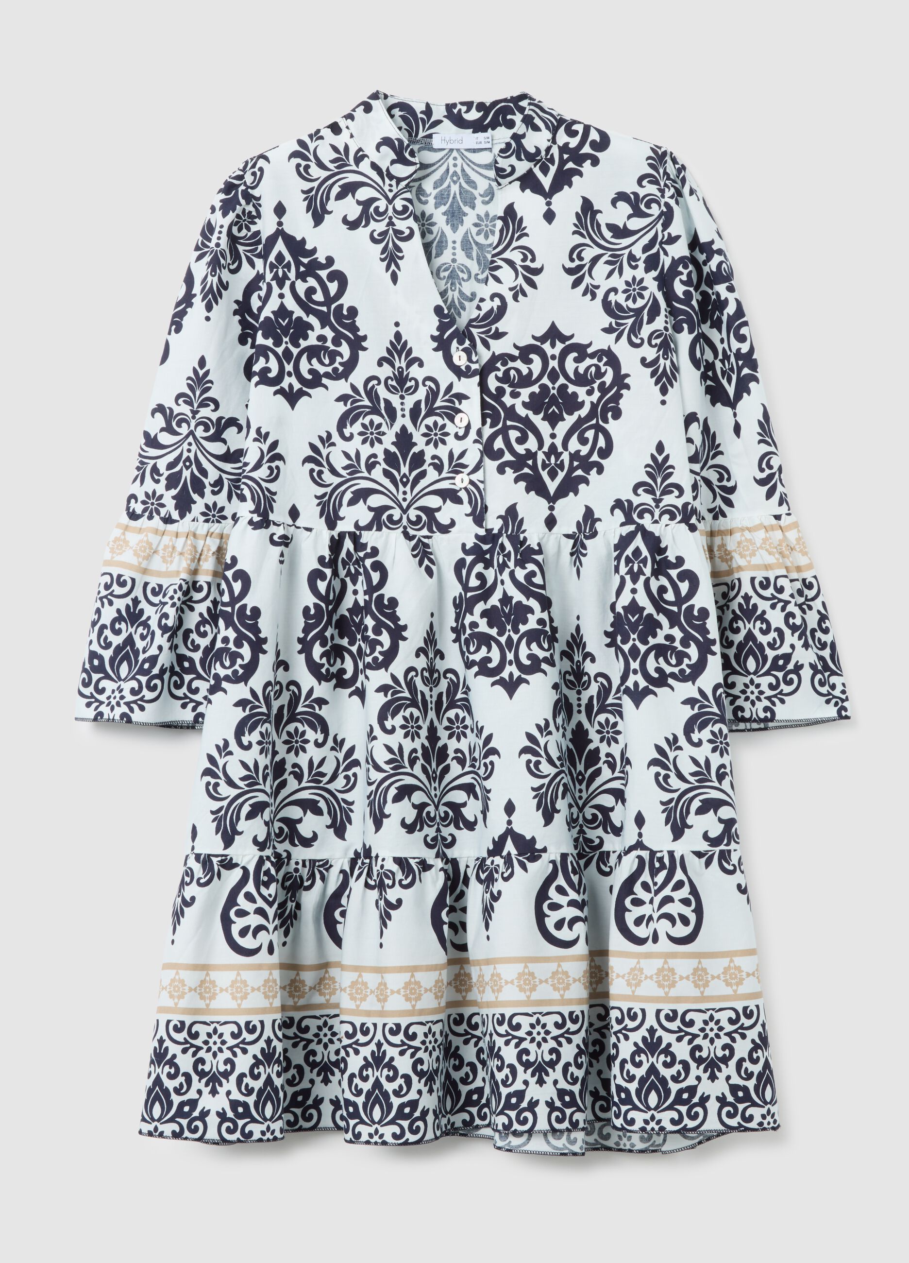 Women's short multicolour cotton dress regular fit